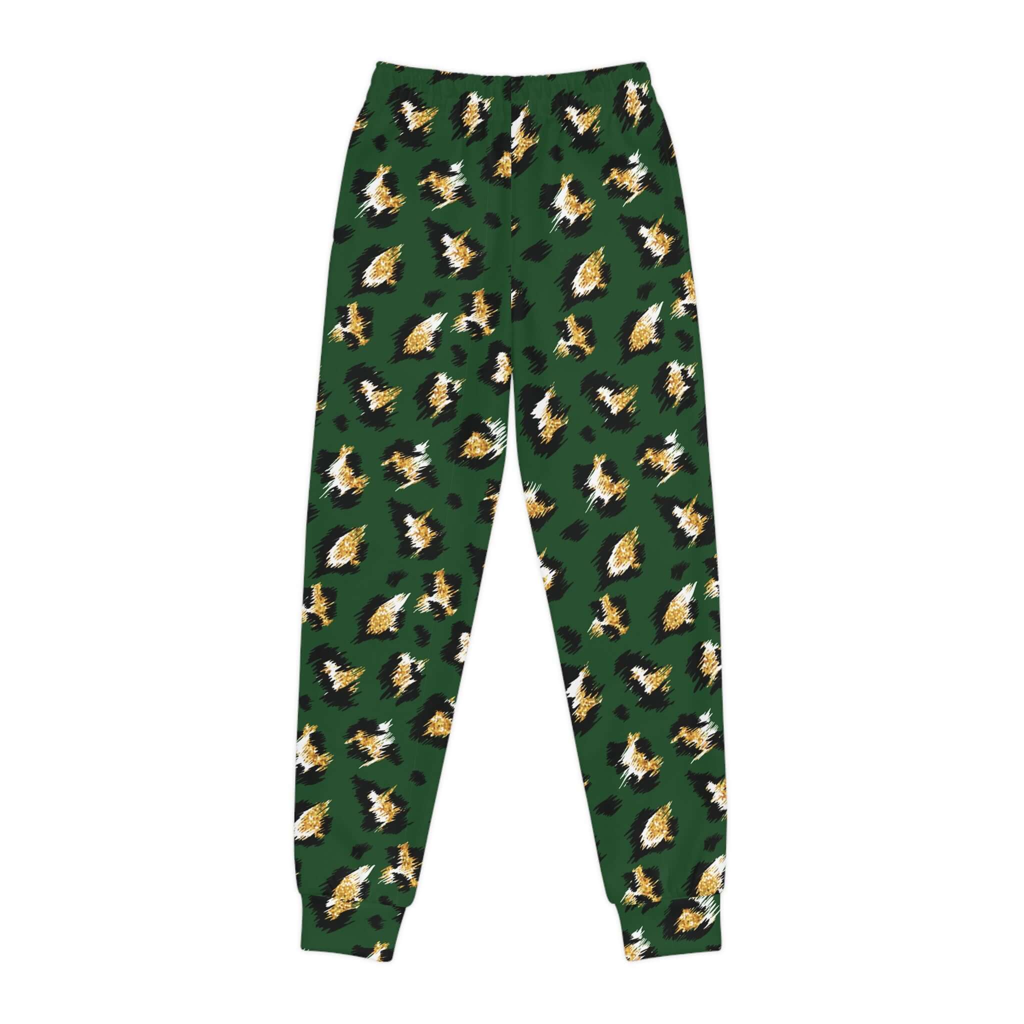 Leopar in Green Joggers