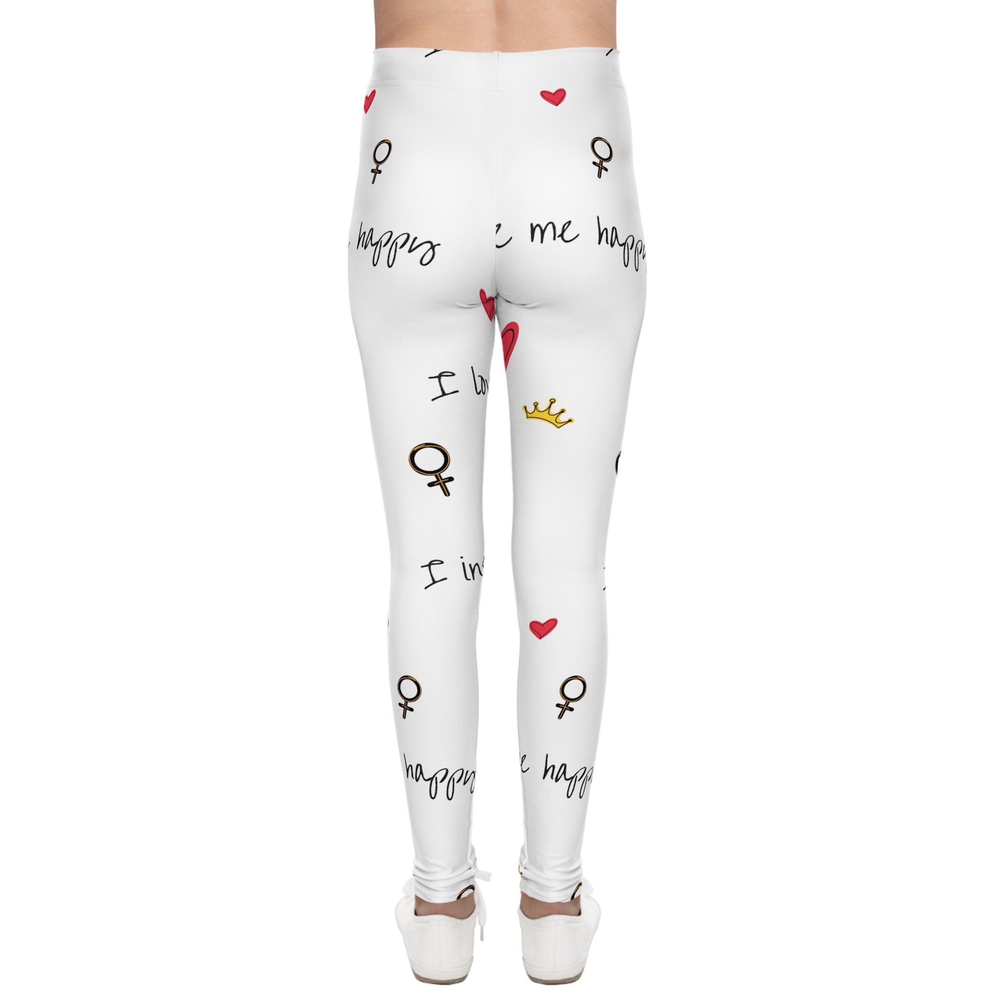 Hearts & Crowns in White Leggings