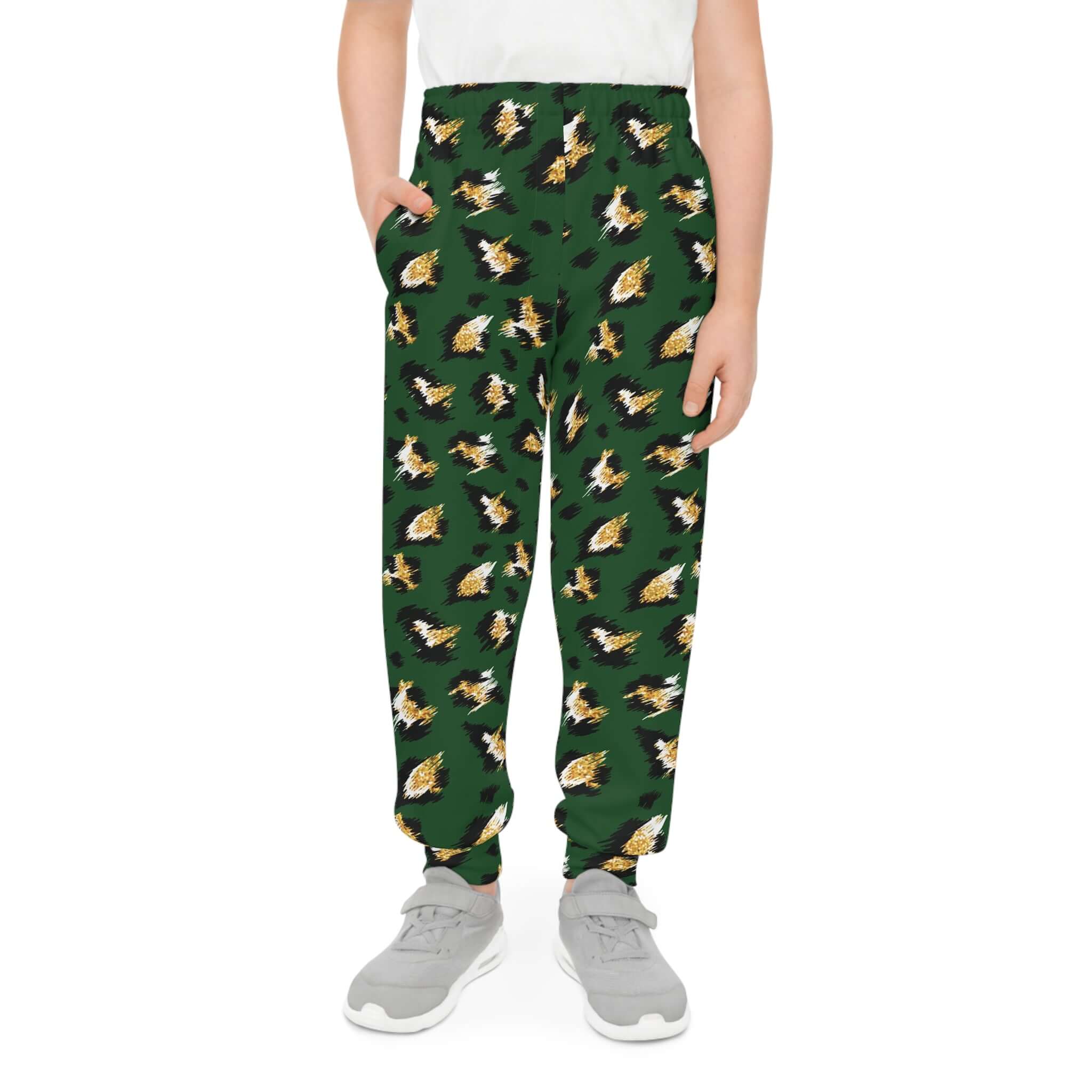 Leopar in Green Joggers