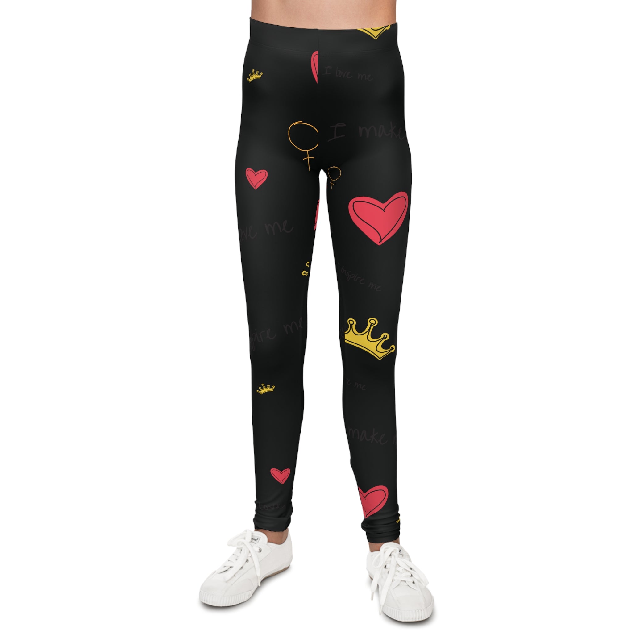 Hearts & Crowns in Black Leggings