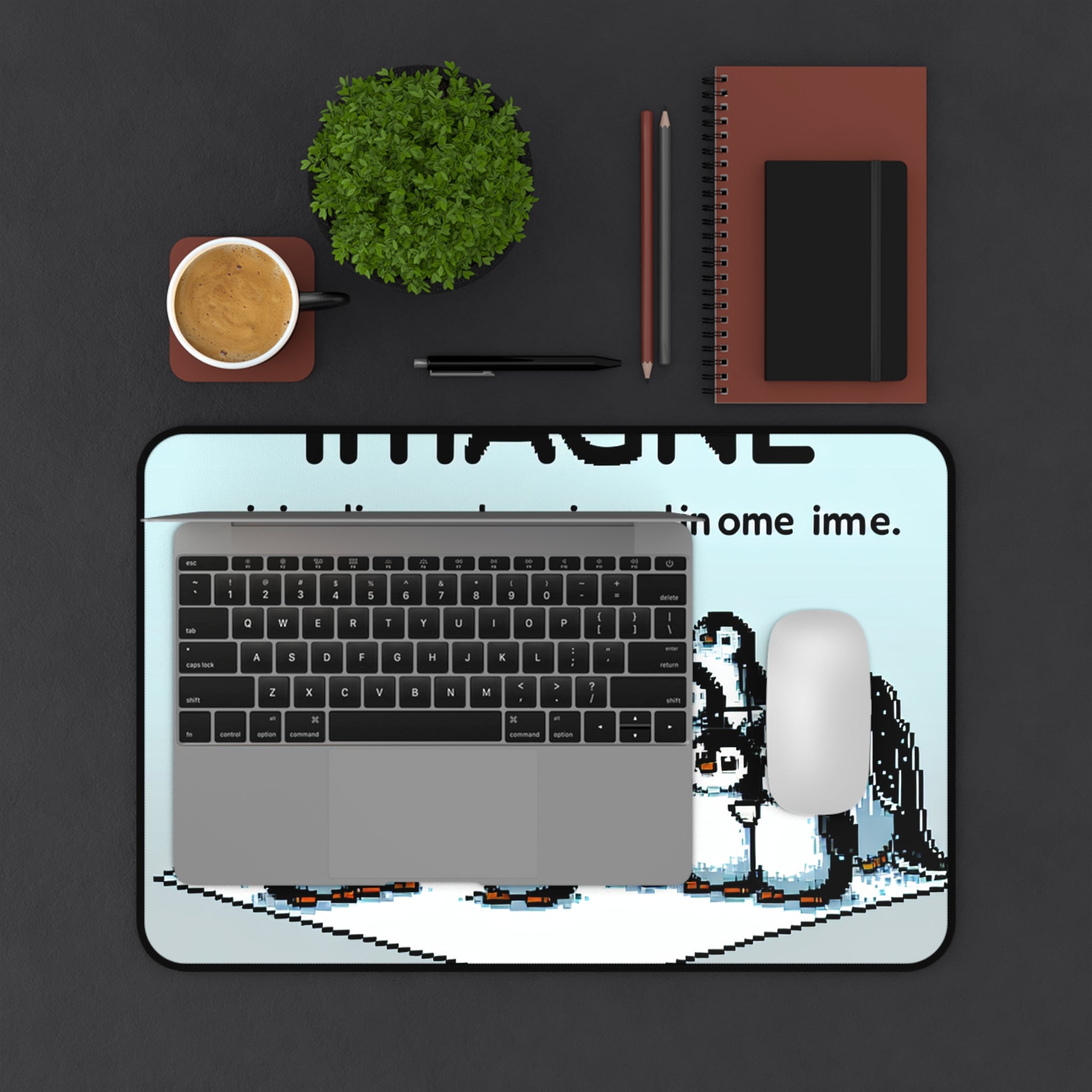 Desk Mat - Minimalist Penguins