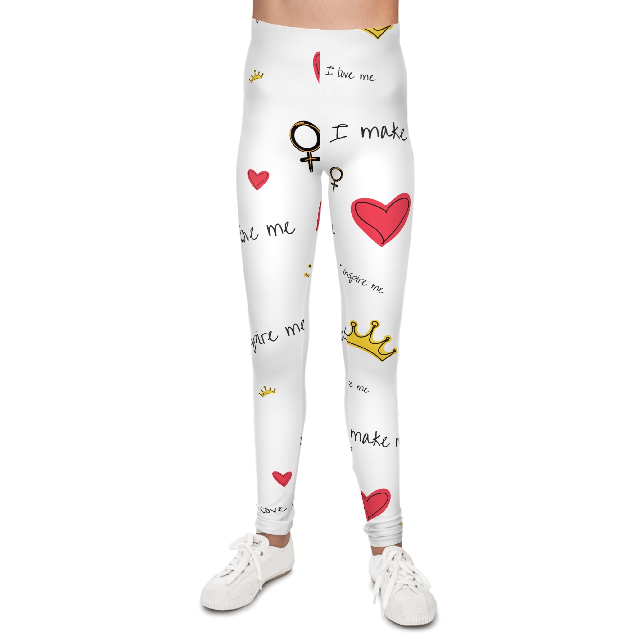 Hearts & Crowns in White Leggings