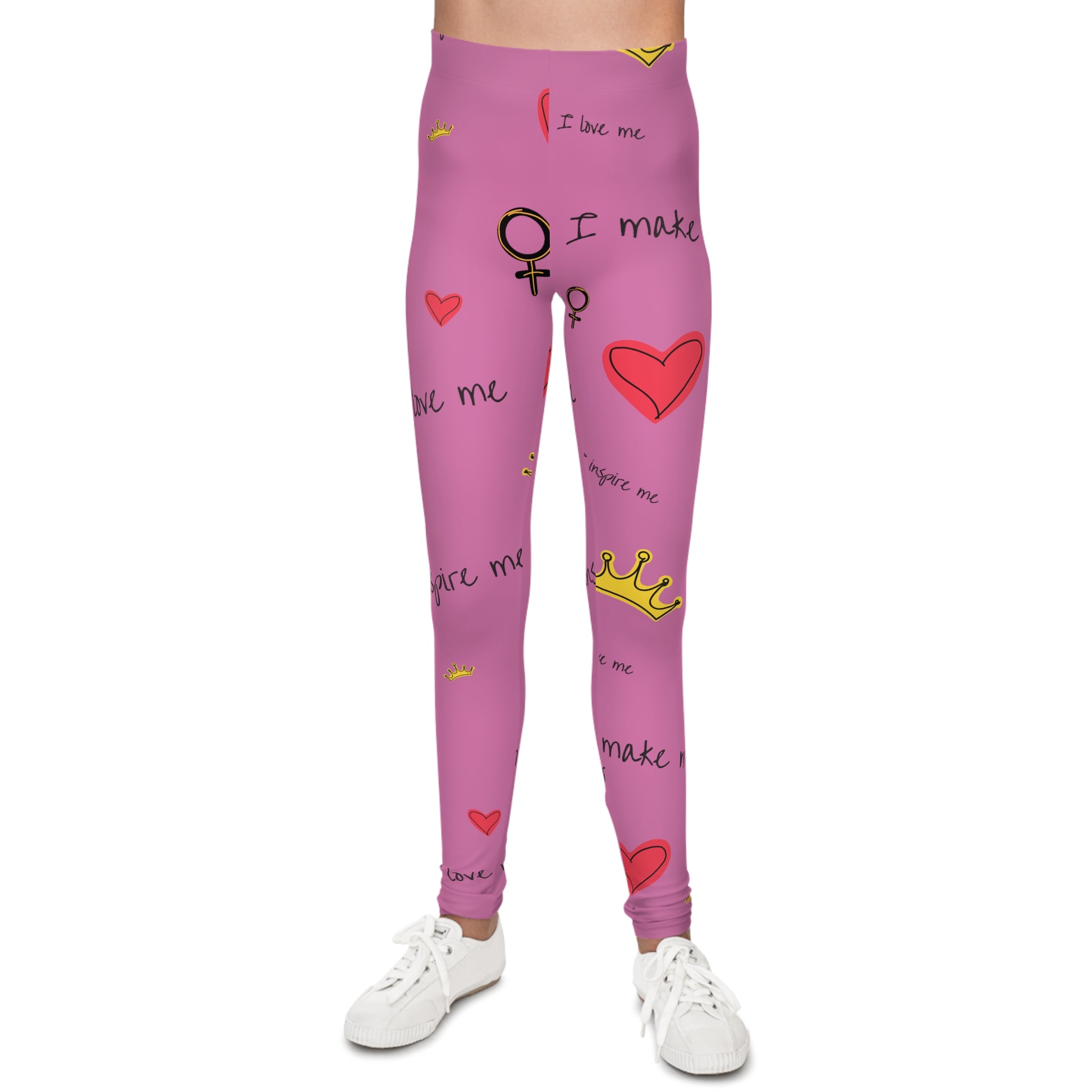 Hearts & Crowns in Pink Leggings