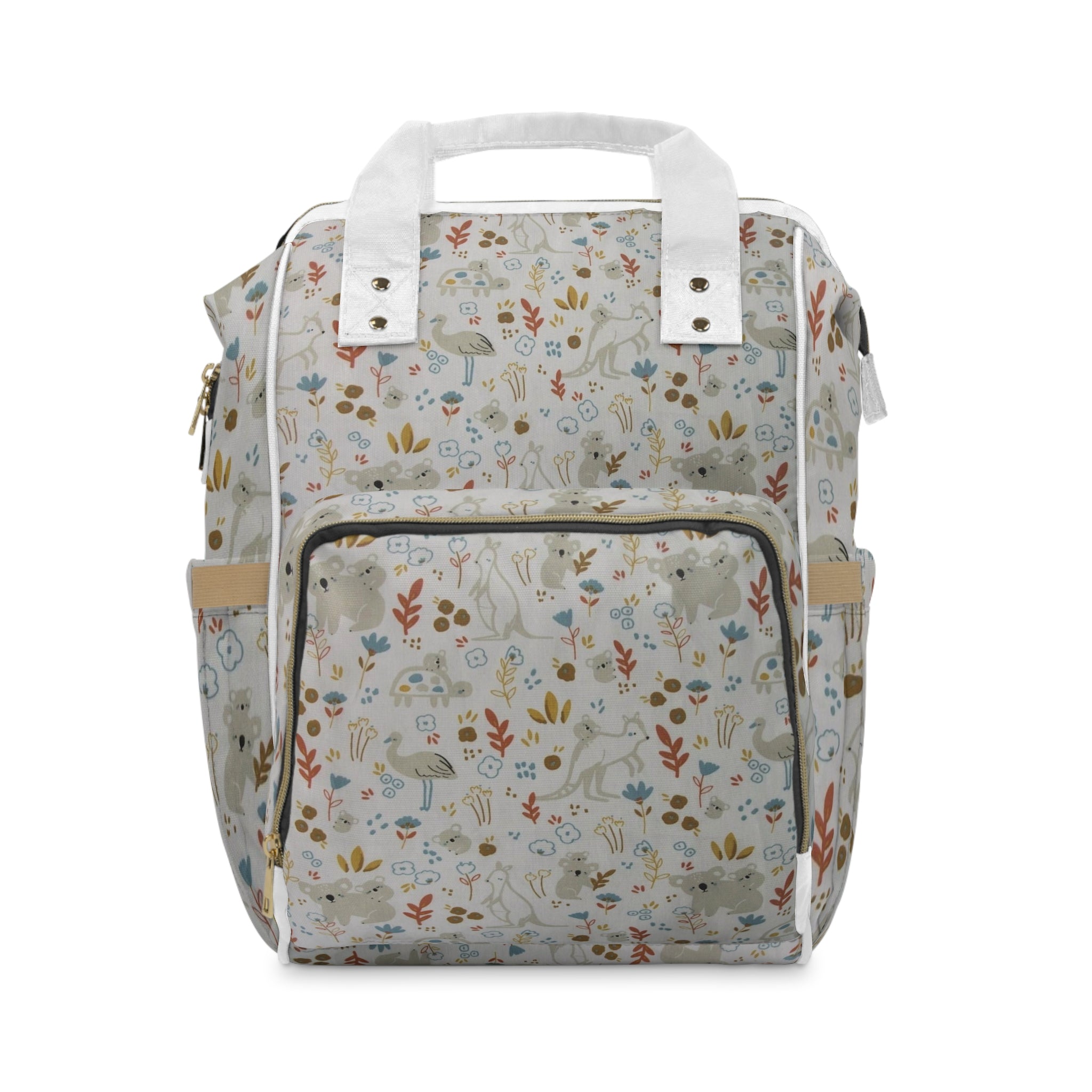 Introducing our Animals Multifunctional Diaper Backpack, a perfect blend of style, functionality, and practicality for busy parents on the go. This eye-catching diaper backpack features an adorable print showcasing beloved Australian animals, including playful kangaroos, cuddly koalas, and charming turtles. The unique design not only celebrates the beauty of wildlife but also adds a cheerful touch to your parenting gear.

Crafted from durable, water-resistant fabric, this diaper backpack is built to withsta