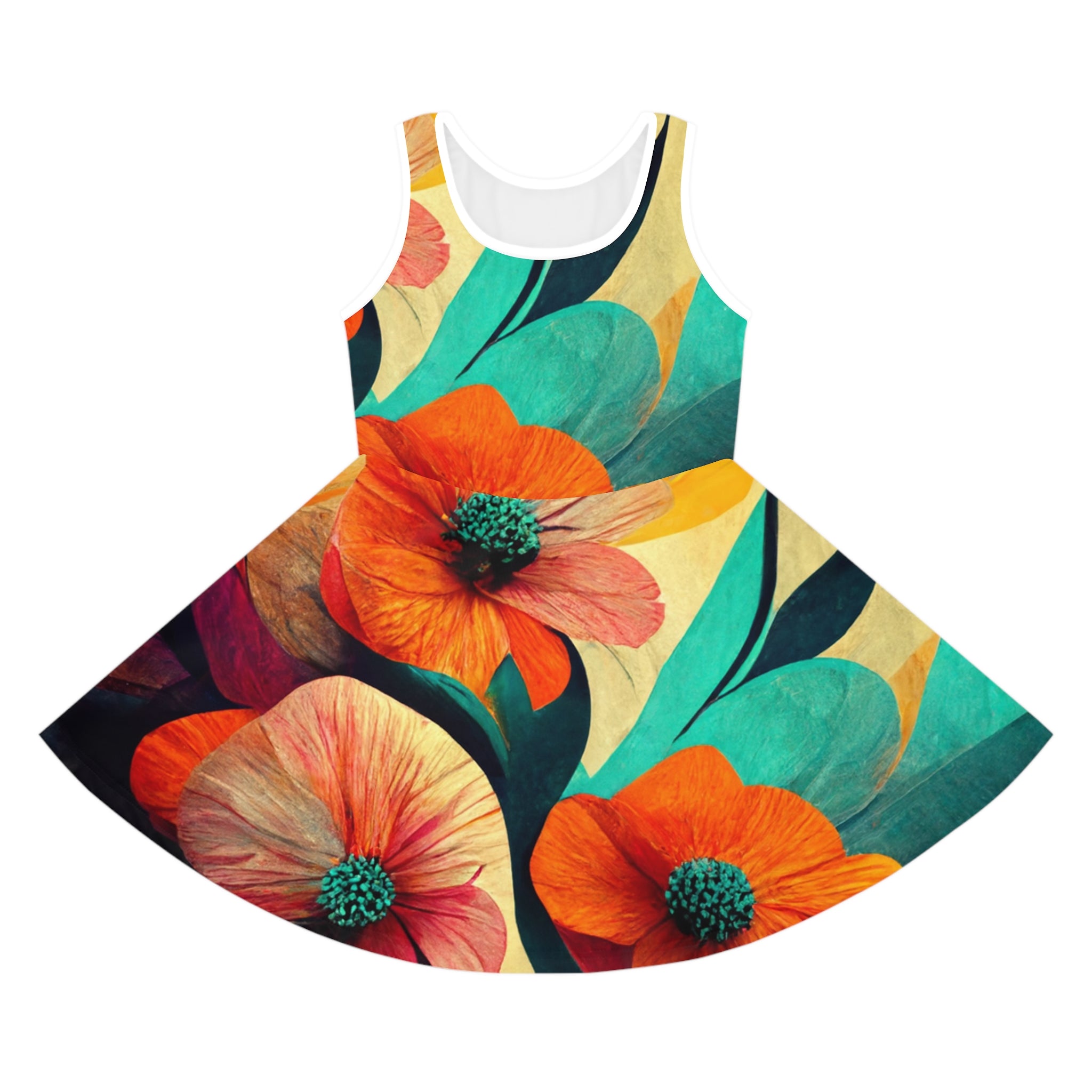 A Colorful Flowers Sundress for girls is the perfect blend of playful charm and elegant design, offering a delightful way for young girls to express their style, especially during warmer seasons.